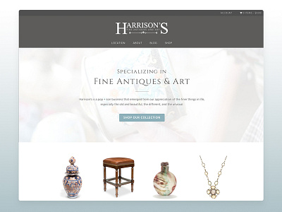 Website: Harrison's Fine Antiques & Art design ecommerce typography ux ux ui web web design wordpress