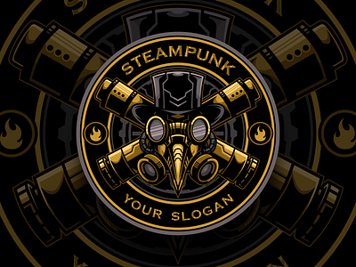 Plague Doctor Steampunk doctor emblem esports gear golden illustration logo mascot mecha mechanical plague shop steampunk team vaping vapor vector vector illustration vintage vintage badge