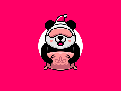 Sleeping Panda animal animals character cute illustration logo mascot panda panda logo pink sleep vector vector illustration