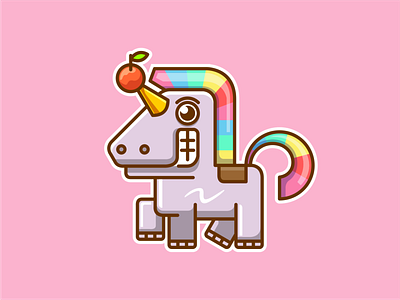 Weird Unicorn animal cartoon character cute design horse illustration logo mascot unicorn vector