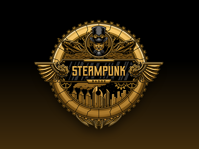 Steampunk Logo Badge badge character logo mascot steampunk steampunk logo vector