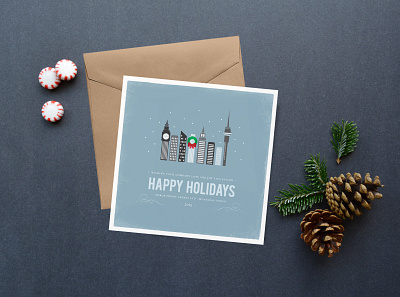 Winter Cityscape - Holiday Card christmas christmascard city cityscape classic corporate design elegant graphic design happyholidays holidaycard illustration minimal minted snow winter