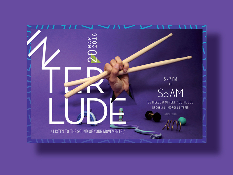 Interlude experiential design type typography layout print invite interlude graphic design fidget lab