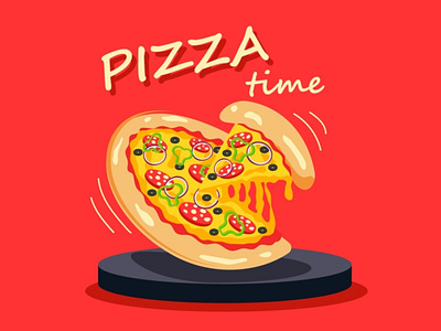 Delicious cartoon pizza ai cartoon pizza cheese design graphic design hot pizza illustration pizza pizza on a red background pizza time salami vector vector pizza