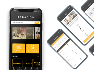 Paradigm Apps app class fitness fitness app gym gym app home schedule ui