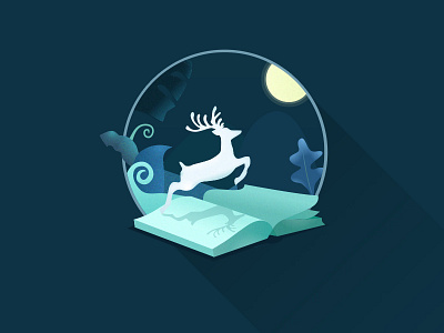 Below the moon deer illustration moon