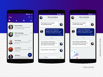 Businessmen Chat app chat clean color colorfull purpleui ux