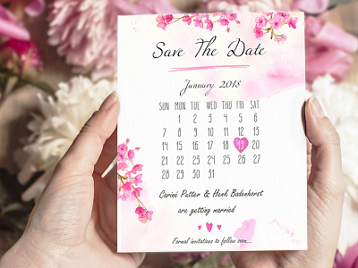 Save the date invite floral flowers invite paper print save the date stationary typography wedding wood