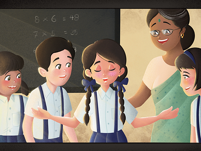 My first day of school animation children digital art digital artist digital illustration graphic design illustration india indian artist procreate school texture