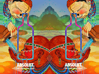 No matter where we are from we are all human absolut adobe photoshop advertisement africa artwork color concept design content creation creative design desert illustration indian culture kindness mixed media mountains nature poster poster art tribal water colors