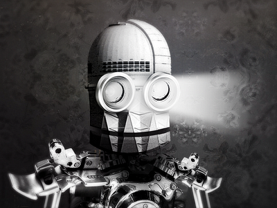 F.R.I.E.N.D (Friendly Robot Intelligently Enhanced iN Design) android black and white lights observatory photo manipulation photoshop robot vintage