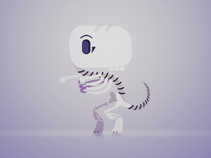 RIP-O-SAUR! yawnosaurus fossil t-rex dinosaur skeleton character design vector illustration