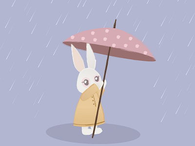 Bunny in the rain adobe adobeillustrator art branding bunny design digital digital art flat flat art graphic design illustration illustrator paint painting rabbit ui vector vector art vector artist