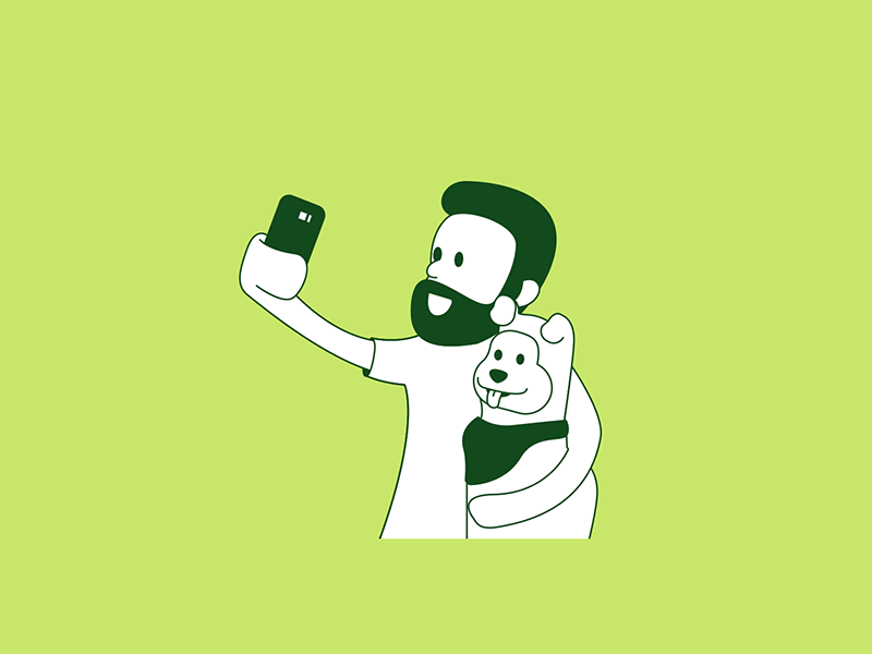 Selfie with my dog animation flat illustration kumbu line art memory selfie