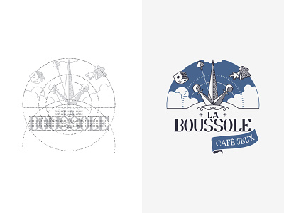 La Boussole (The Compass) association board games branding hand lettering identity logo logo design logotype
