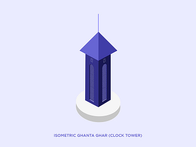 Isometric Ghanta Ghar (Clock Tower) Srinagar, Kashmir