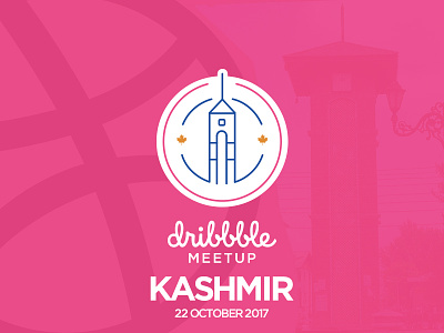 Dribble Meetup badge city clock dribbble illustration kashmir meetup srinagar tower