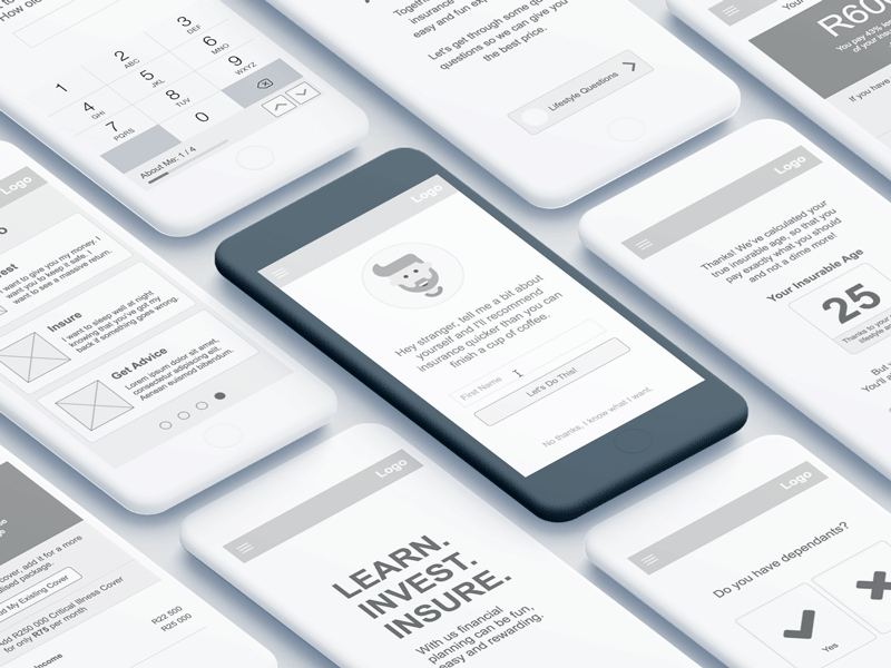 Finance App Wireframe axure finance gray mobile prototype ux wireframe