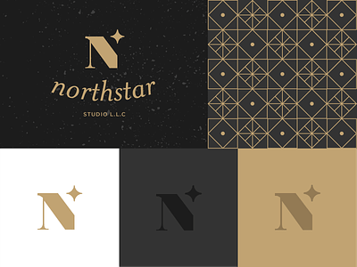 North Star Studio black branding distress freelance gold llc logo pattern star studio