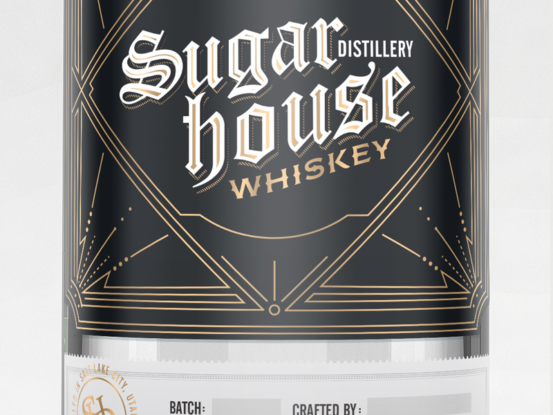 Sugar House Distillery whiskey alternate gothic gothic type blackletter distillery liquor logo
