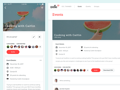 New Welbe Events accept comments desktop events invite ios social