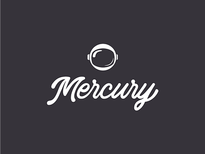 Mercury Logo astronaut black lettering logo mercury type white