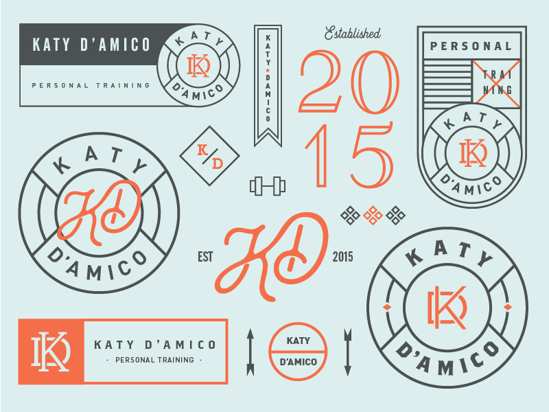 Personal Trainer brand monogram badge branding typography type lockup logo fitness