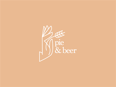 Pie & Beer beer hand line illustration logo pie wheat