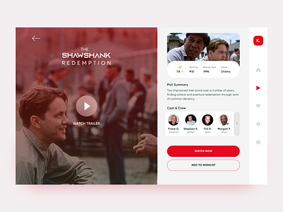 Movie Web (The Shawshank Redemption) - UI adobe xd flat frank illustrator interaction minimal minimalism morgon movie movie ui movie web netflix photoshop stephen theshawshankredemption tim ui ux web design