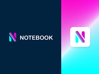Notebook Logo Concept branding flat gradient illustration logo minimal minimalism neon typography ui