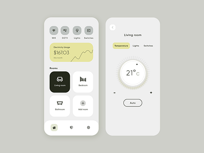 SmartHome App design - UI app design design flat home home control minimal minimalism smart smart home smartphone temperature control ui ux