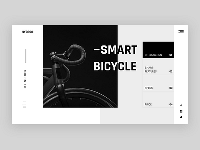Smart Bicycle - Landing Page bicycle blackwhite landing page minimal ui ux web design
