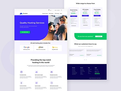 Cloudum - Landing Page adobe xd design flat landing page minimal page design photoshop ui ux web design web hosting