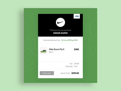 Nike - Email Receipt Concept adobe xd concept design ecommerce email email receipt flat minimal minimalism nike nike running receipt ui ux visa web design