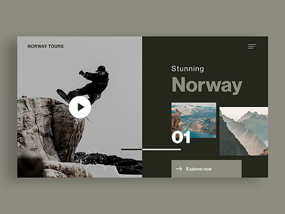 Norway Tours - Landing Page adobe xd design flat landing page minimal minimalism mountains nature norway skateboarding typography ui ux web design