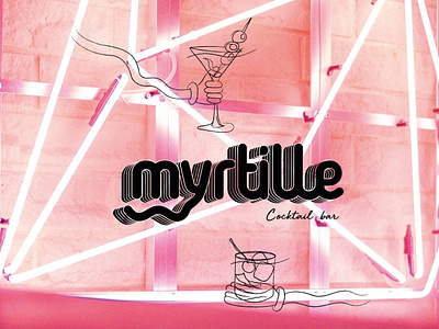 Myrtille Cocktail bar branding design graphic design illustration logo typography