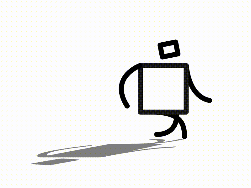 Squareman animation bounce character fun gif shadow shape square squash and stretch walk cycle walking