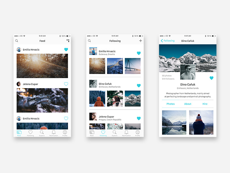 Photography Portfolio App by Tadej Bolcevic on Dribbble