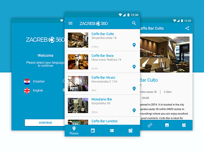 Zagreb 360 App android blue bottom city clean language material simple white zagreb