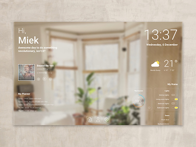 Smart Mirror - UI Challenge S02W06 dashboard glass glass ui miek mirror ui news smart home smart mirror thor ui ux