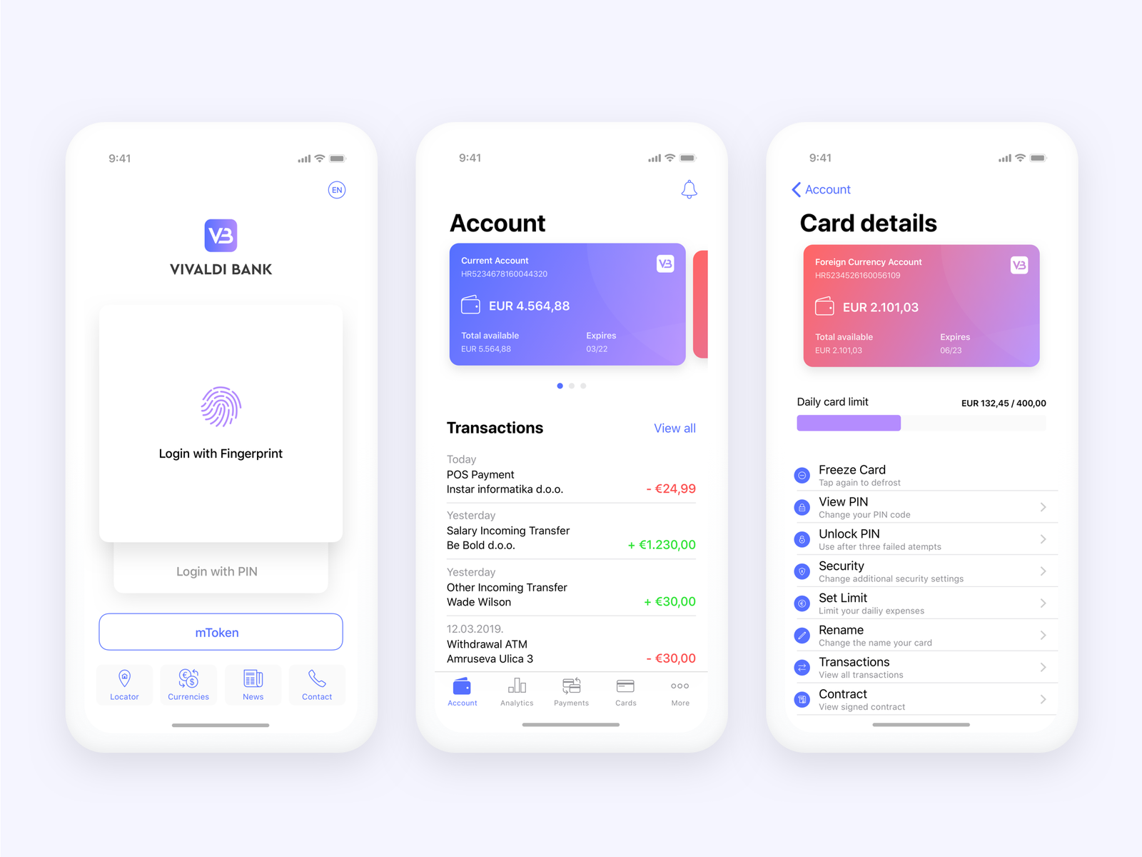 Banking App by Tadej Bolcevic on Dribbble