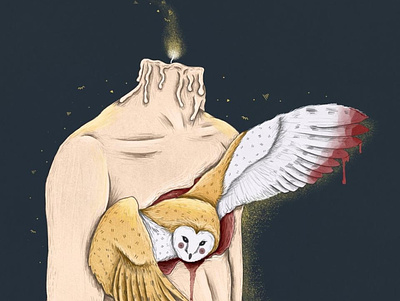 A moment of bliss digital art illustration owl