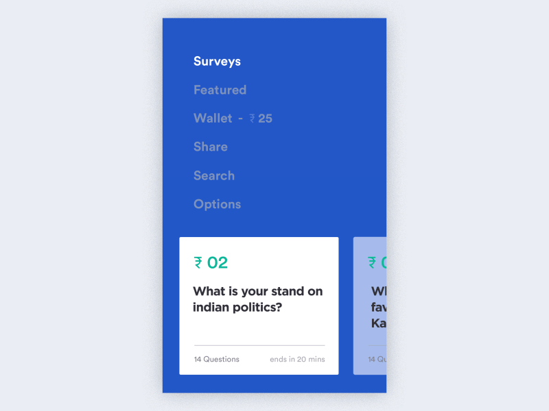 Survey Open Animation animation answer app blue choice design interface mobile open survey ui ux