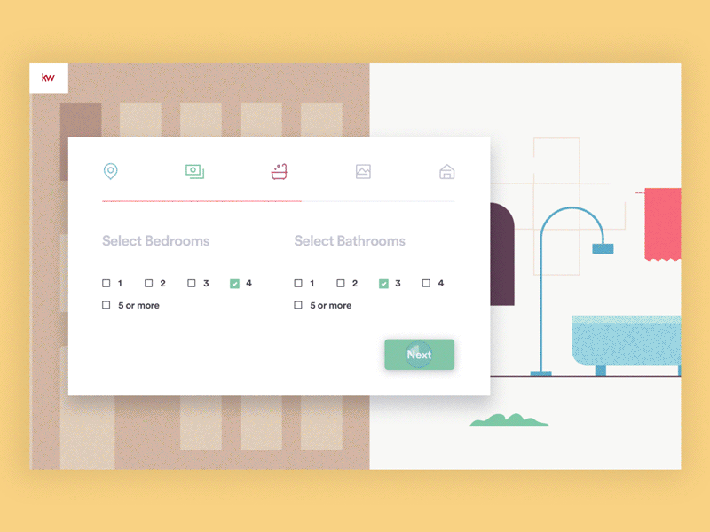 Real Estate Filter UX (Selecting bathrooms and bed rooms)
