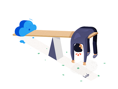 CRM weighing down salesman illustration bas crm fulcrum overweight salesman seesaw udhaya ui ux