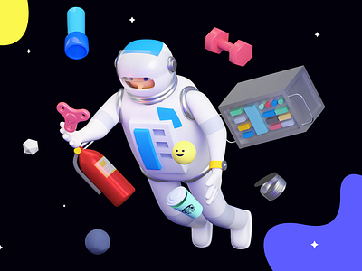 Astronaut spinning fidget 3d astronaut blank fidget illustration space station torch udhaya ui