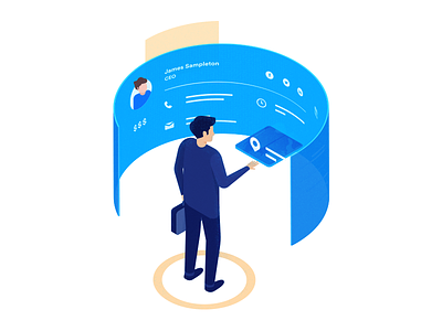 Contact Management corporate dashboard data display illustration isometric standing ui ux