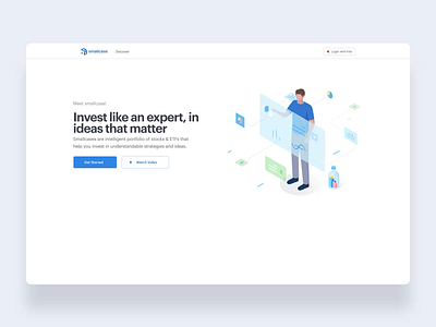 Smallcase Broker Landing Page Render Part 01 agency broker dashboard design human illustration investment investments isometric isometric illustration landing page stock ui ux design website