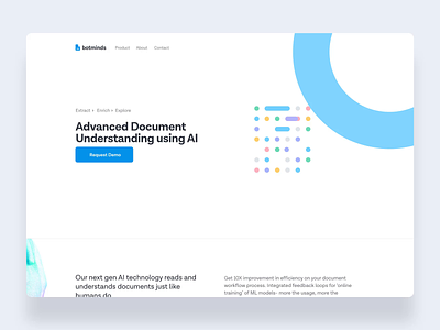 Artificial Intelligence Document Observation P02 animation artificial intelligence connect documents dots enrich illustration interaction animation landing page machine learning ui ux design website website animations website design