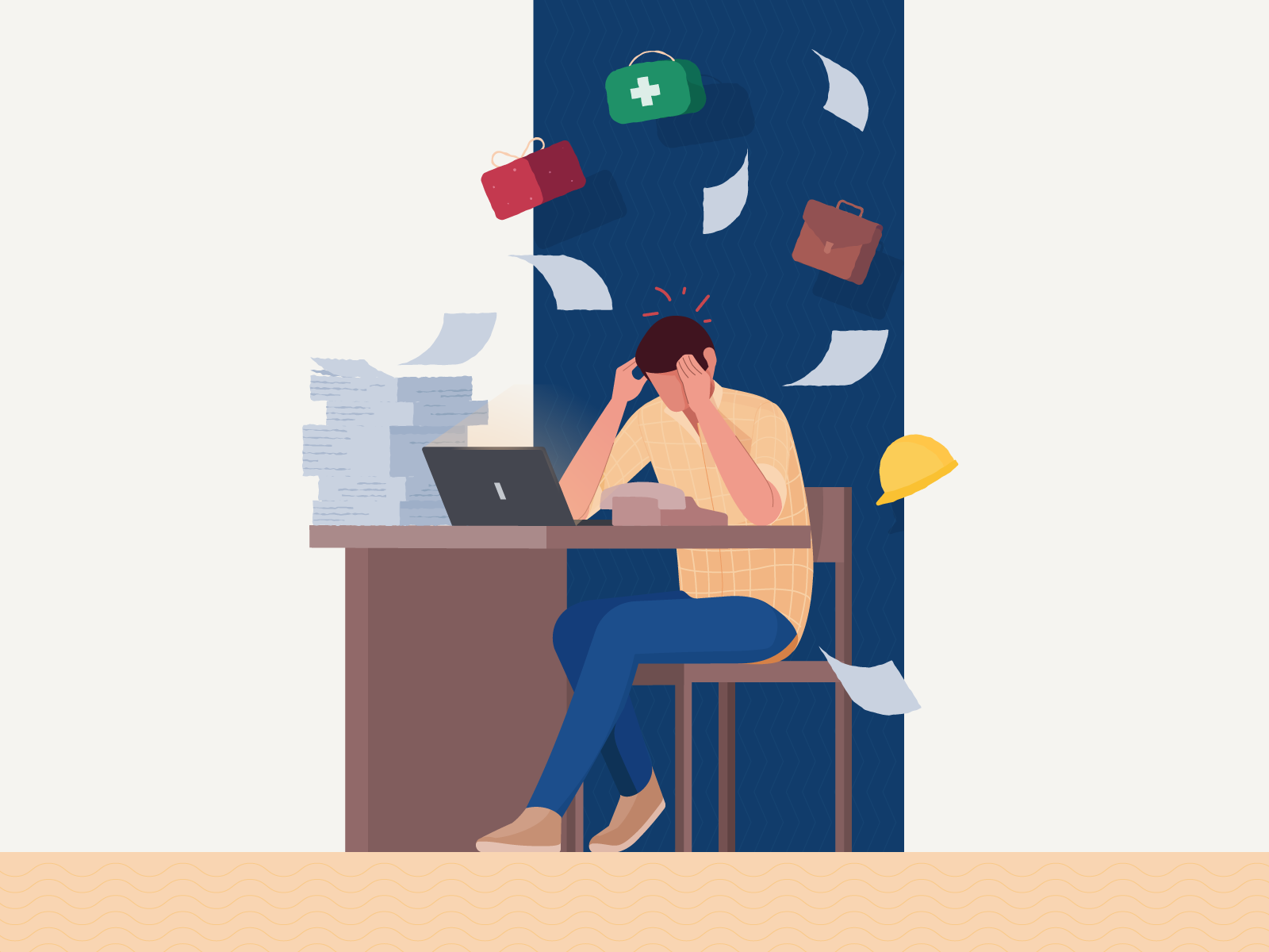 overwhelmed manager illustration busy dribbble papers